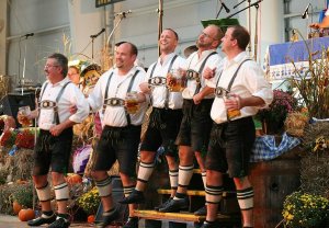 Men singing at Oktoberfest