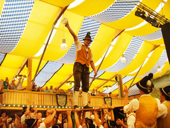 Rollicking good times at the Oktoberfest; photographed by Brett Harriman